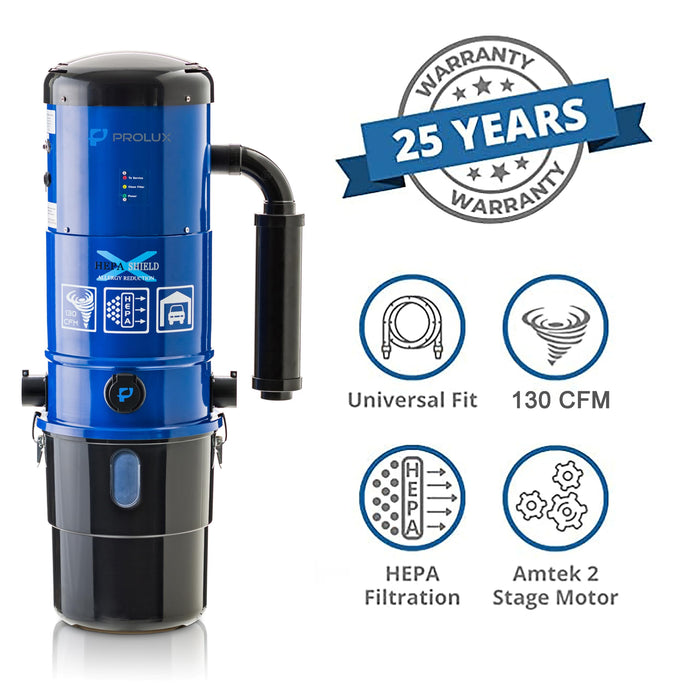 Prolux CV12000 Blue Central Vacuum Cleaner Power Unit with Powerful 2 Stage Motor and HEPA Filtration