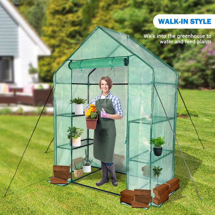 Greenhouse, Portable Mini Walk-in Green House for Outdoors with Roll-up Zipper Door, Anchors, and UV-Resistant Cover