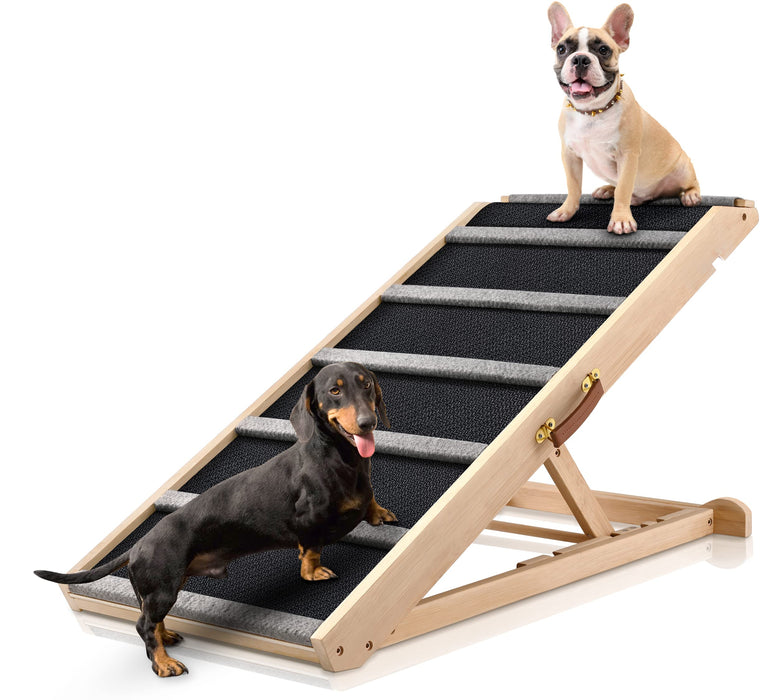 Dog Ramp for Bed - Extra Wide - Excellent Traction, Pet Ramp for Small Large Dogs to Get on Couch Car, Non-Slip Rubber Surface, 17’’W, Hold up to 200lb, Adjustable, Foldable