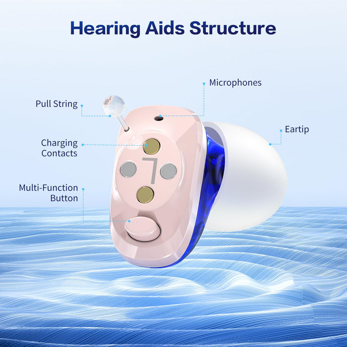 COQOOL Rechargeable Hearing Aids for Seniors with Noise Cancelling, 16-Channels & 4 Modes OTC Hearing Amplifier, Comfort Invisible In-Ear Device with Charging Case for Adult