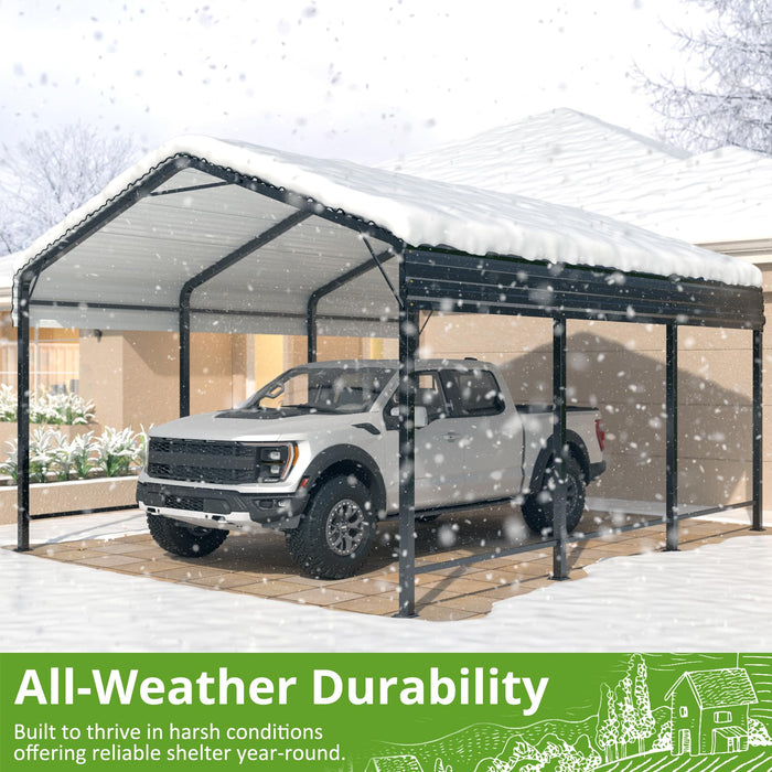 AIRWIRE 10x15 Metal Carport Carports with Enhanced Base Heavy Duty Garage Outdoor Galvanized Car Shelter for Car, Boats and Truck