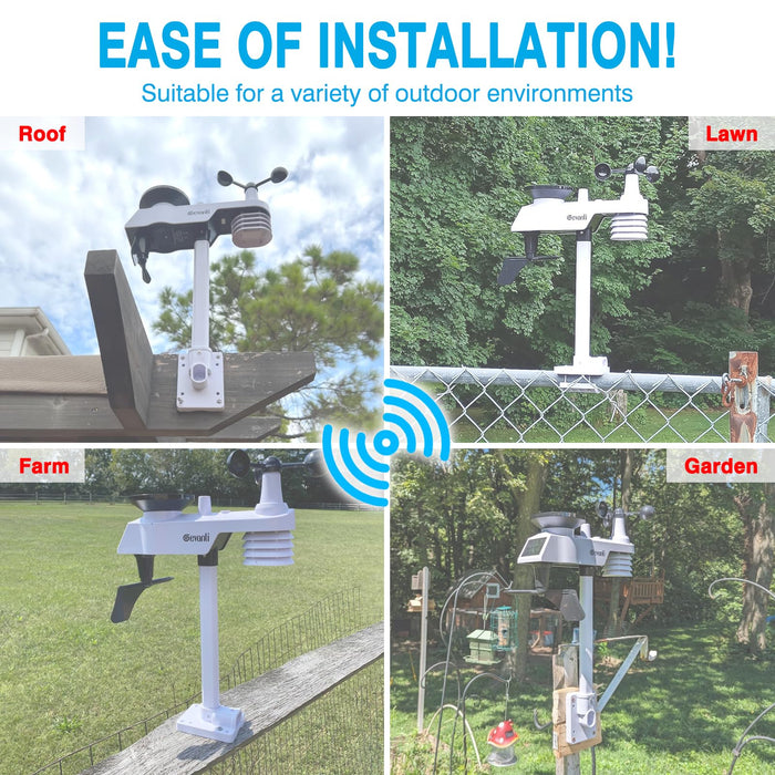 Gevanti Weather Station Wireless Indoor Outdoor with 5-in-1 Sensor & LCD Display, Weather Station with Rain Gauge and Wind Speed/Direction, Moon Phase, Forcast, Temperature, Pressure, Humidity, Alarm