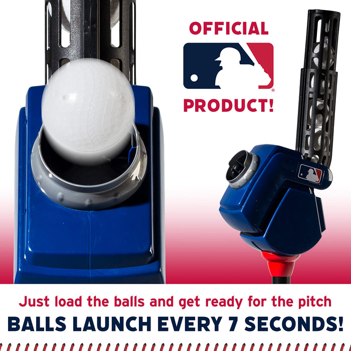 Franklin Sports Baseball Pitching Machine - Adjustable Baseball Hitting & Fielding Practice Machine For Kids - with 6 Baseballs - Great For Practice,Blue, Small