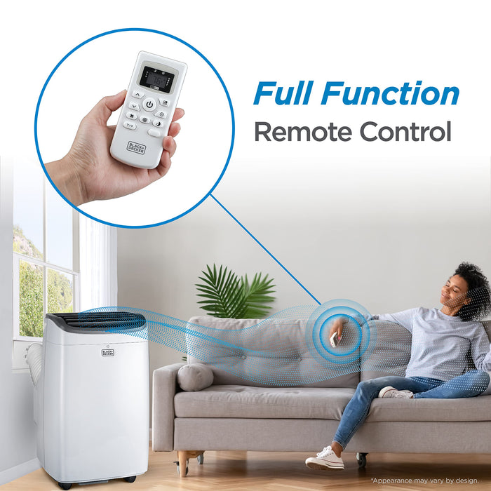 BLACK+DECKER 8,000 BTU Portable Air Conditioner up to 350 Sq.Ft.with Remote Control, White