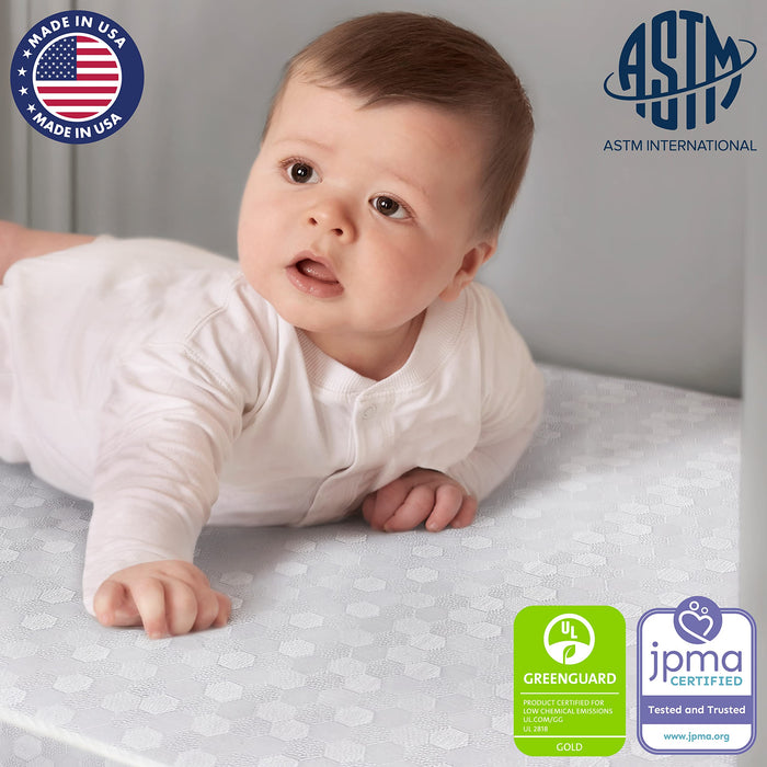 Dream On Me Honeycomb Orthopedic Firm Fiber Standard Baby Crib Mattress, Greenguard Gold and JPMA Certified, 5” Fiber Core Optimum Support, Fits Crib and Toddler Bed, Waterproof Vinyl Cover