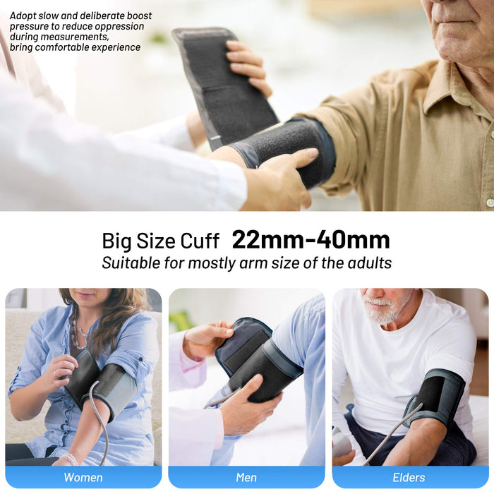 Blood Pressure Monitor Upper Arm Blood Pressure Monitors for Home Use with 2x120 Reading Memory Adjustable Arm Cuff 8.7"-15.7" LED Background Light Large Display Machine with Storage Bag - Black