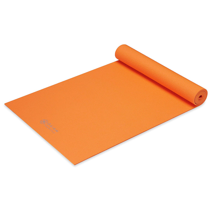 Gaiam Essentials Premium Yoga Mat with Carrier Sling, Orange, 72 InchL x 24 InchW x 1/4 Inch Thick