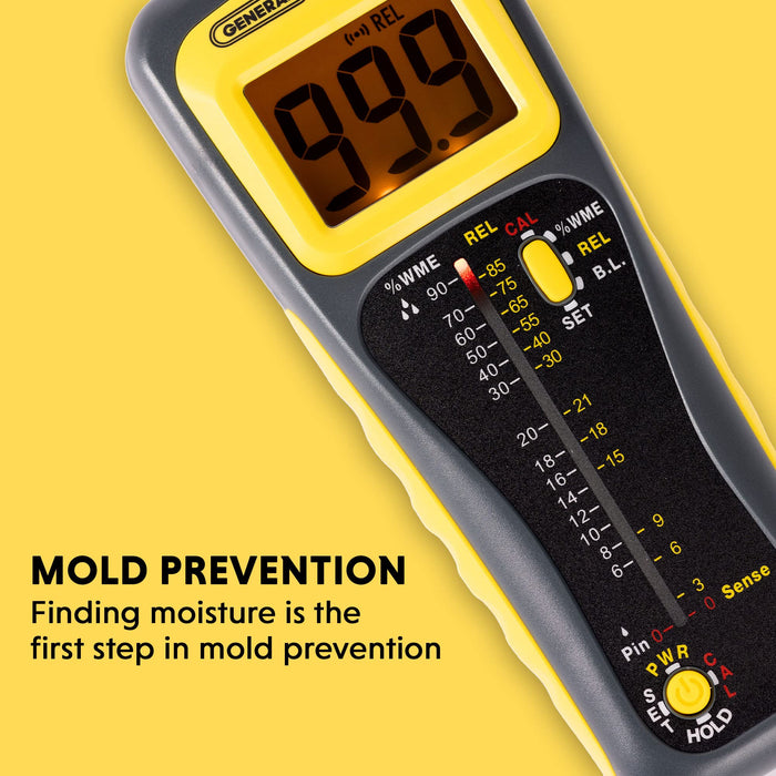 General Tools Moisture Meter MMD950 - Humidity Sensor - Pin Type / Pinless Device - Spherical Sensor