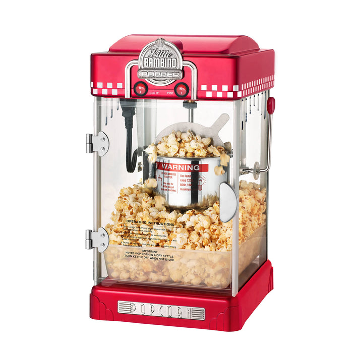 Little Bambino Popcorn Machine - Old-Fashioned Countertop Popper with 2.5-Ounce Kettle, Measuring Cups and Scoop by Great Northern Popcorn (Red)