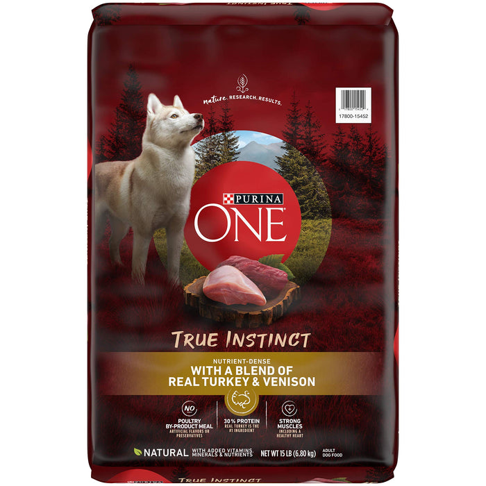 Purina ONE True Instinct With A Blend Of Real Turkey and Venison Dry Dog Food - 15 lb. Bag