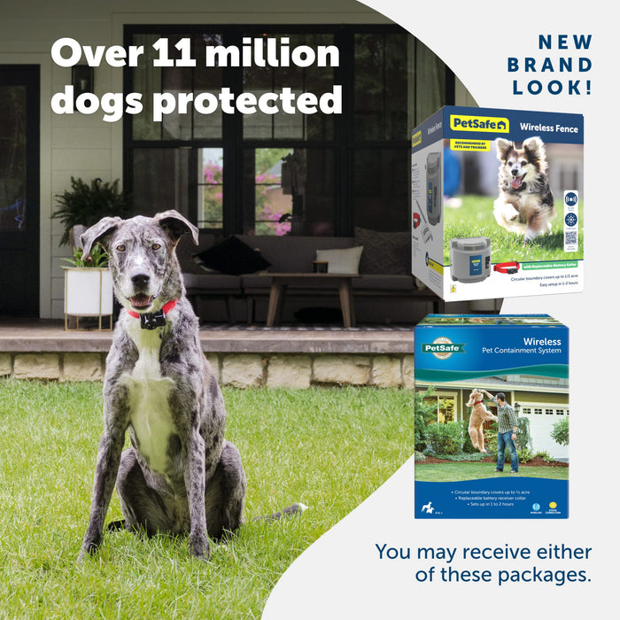 PetSafe Wireless Pet Fence - The Original Wireless Containment System - Covers up to 1/2 Acre for Dogs 8lbs+, Tone/Static - America's Safest Wireless Fence from Parent Company Invisible Fence Brand