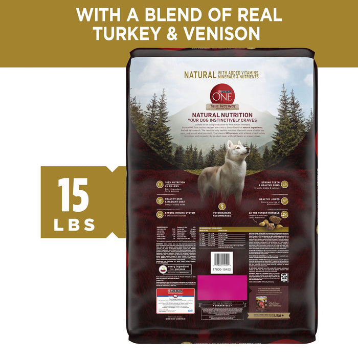 Purina ONE True Instinct With A Blend Of Real Turkey and Venison Dry Dog Food - 15 lb. Bag