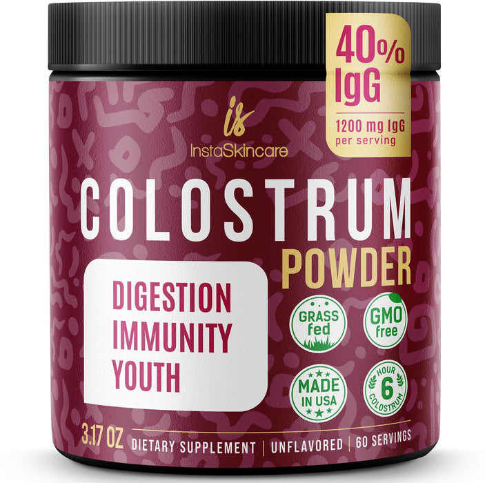 Bovine Colostrum Powder - Pure Bovine Colostrum for Humans - Grass Fed Colostrum Supplement for Gut Support, Immune Health and Hair Growth - Made in USA 3.17 OZ