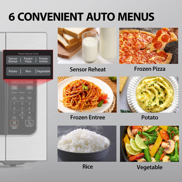 Toshiba ML-EM62P(SS) Large Countertop Microwave with Smart Sensor, 6 Menus, Auto Defrost, ECO Mode, Mute Option & 16.5" Position Memory Turntable, 2.2 Cu Ft, 1200W, Stainless Steel