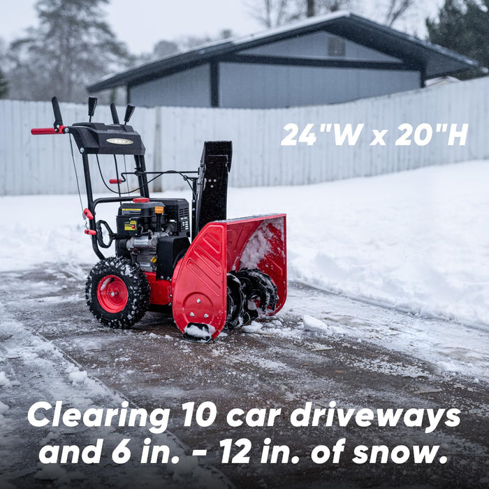 PowerSmart Snow Blower Gas Powered 24 in. 2-Stage 212cc Engine with Electric Start, LED Light, Self Propelled