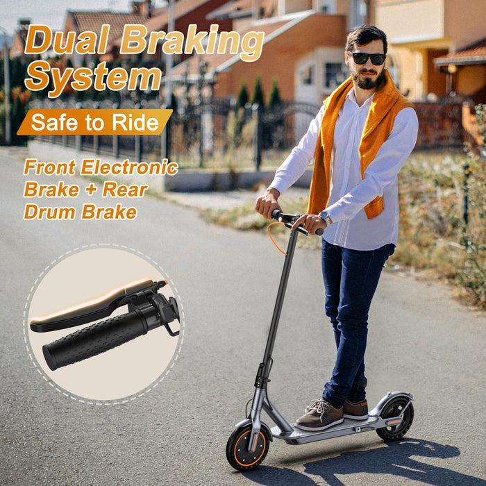 VOLPAM Electric Scooter, 8.5'' Solid Tire, Max 21-23 Miles Range, 350W Motor, 19 MPH Top Speed, Dual Braking, Folding Commuting Electric Scooter Adults