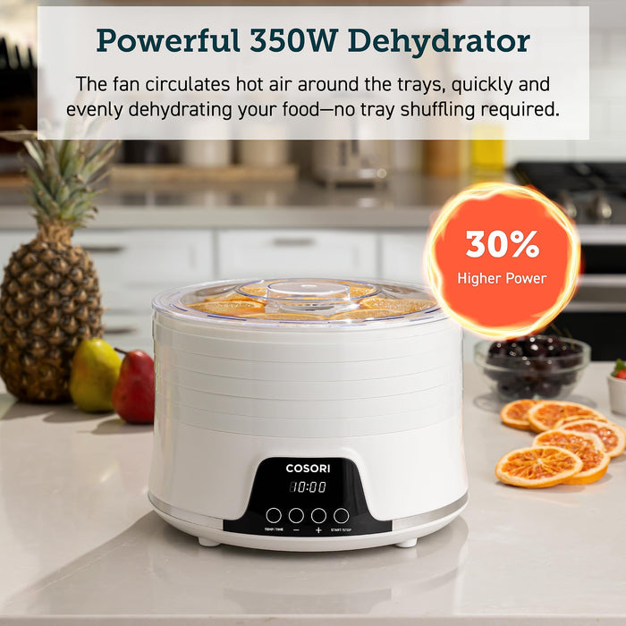 COSORI Food Dehydrator Machine for Jerky, 5 BPA-Free 12.2" Trays with 165°F Temperature Control and 48H Timer, 350W Dryer for Fruit, Herbs, Meat, Veggies and Dog Treats, 50-Recipes Book Included