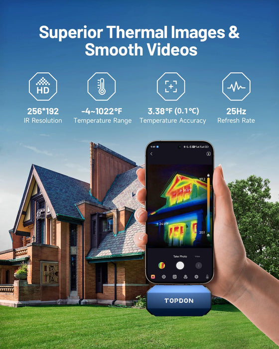 TOPDON TC001 Thermal Camera for Android, 256x192 IR High Resolution, Thermal Imaging Camera, Thermal Imager - Optimized Temperature Accuracy, Works for Smartphones and Tablets & PC(not for iOS)