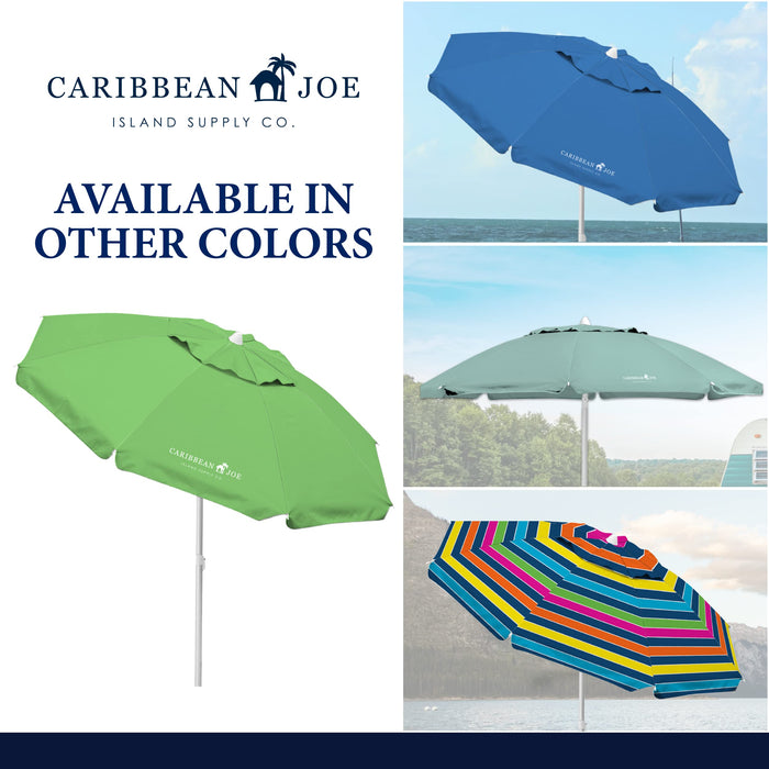 CARIBBEAN JOE Beach Umbrella, Portable and Adjustable Tilt Sun Umbrella with UV Protection, Vented Canopy, Full 7 ft Arc, Green