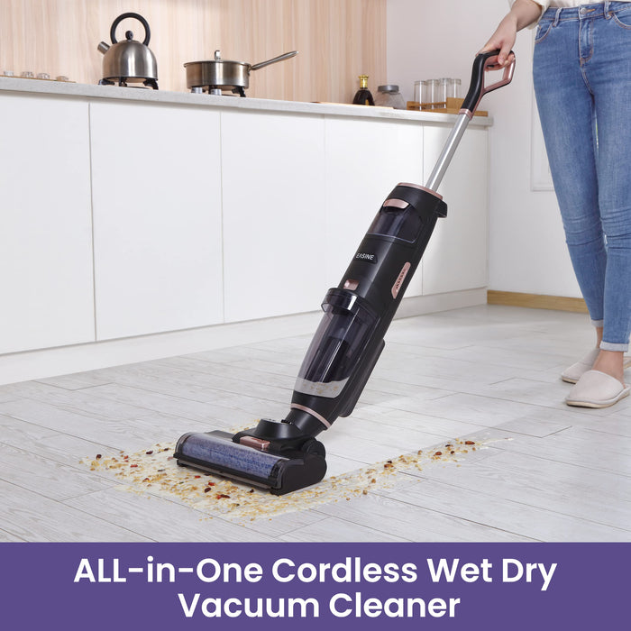 ILIFE W100 Cordless Wet Dry Vacuum Cleaner, Lightweight Hard Floors Vacuum Cleaner and Mop, One-Step Cleaning, LED Display, Long Runtime, for Carpets