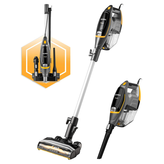 Eureka Flash Lightweight Stick Vacuum Cleaner, 15KPa Powerful Suction, 2 in 1 Corded Handheld Vac for Hard Floor and Carpet, Black