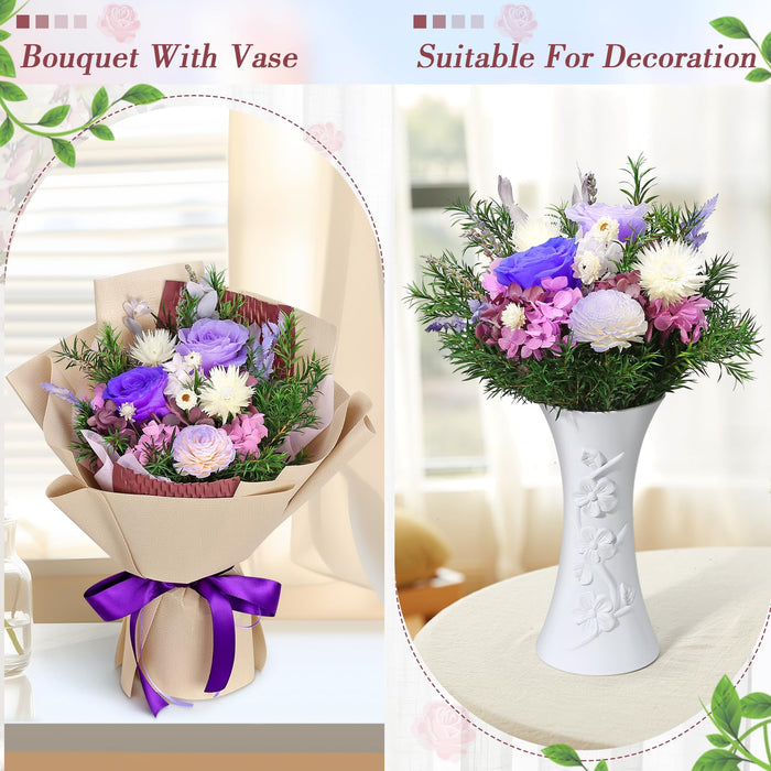 Bloom's Diary Preserved Flowers Bouquet Natural Real Long Lasting Roses and Flowers, Gift Box for Valentine's Day, Mother's Day,Anniversary,Birthday (Purple)