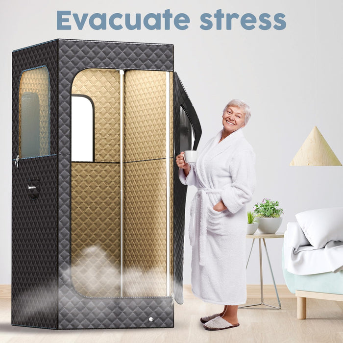 Adamson Full Size Portable Steam Sauna - New 2024 - Indoor Sauna Tent for Home Spa Relaxation + Boost Health and Recovery + 2.6L 1000W Steamer + Chair + Remote + Foot massager