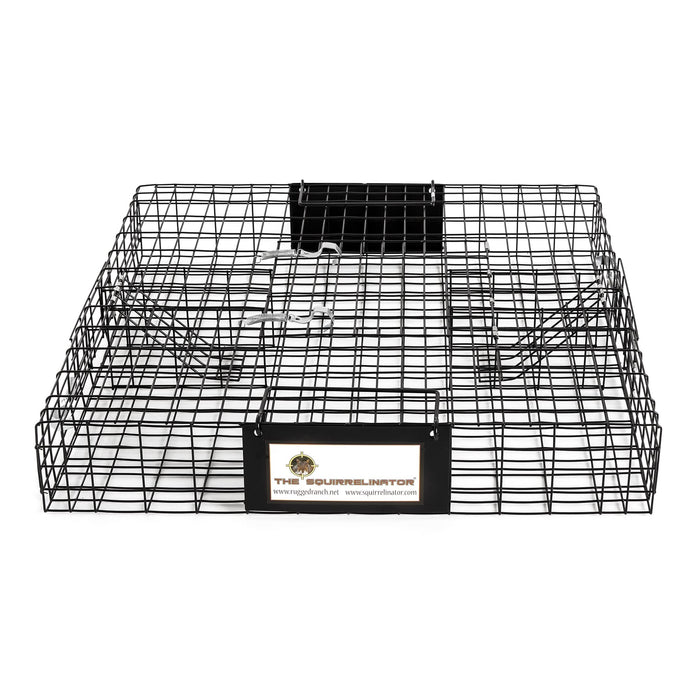 Rugged Ranch Squirrelinator 2 Door Small Metal Wire Multi-Catch Live Animal Squirrel Catch & Release Cage Trap for Pest Control, Black