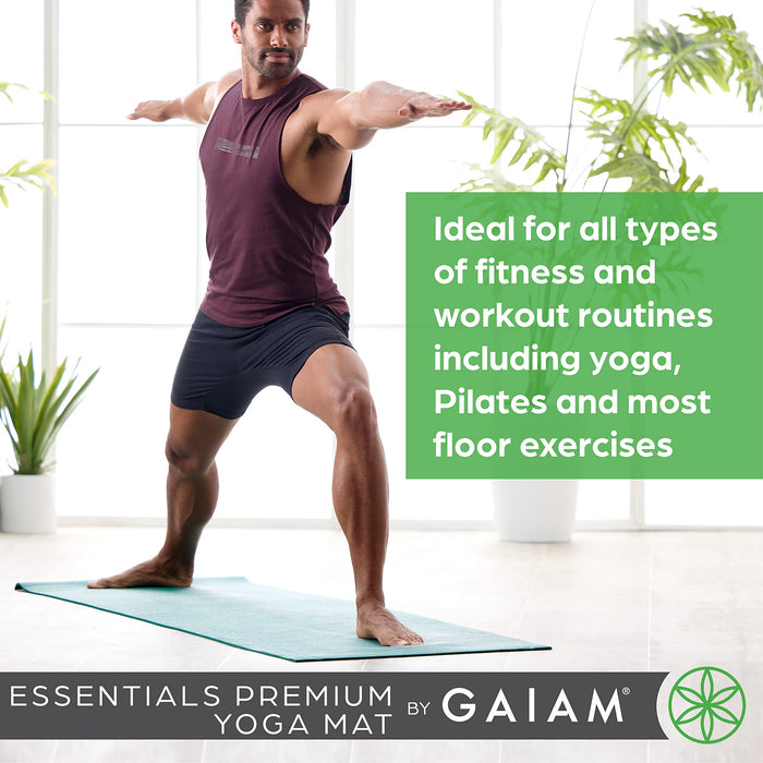 Gaiam Essentials Premium Yoga Mat with Carrier Sling, Orange, 72 InchL x 24 InchW x 1/4 Inch Thick