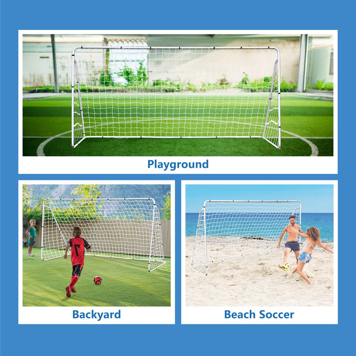 F2C Soccer Net 12 x 6 Soccer Goal for Backyard, Steel Frame for Kids, Adult Portable Shooting Training Aid with Carry Bag,Ground Stakes Waterproof