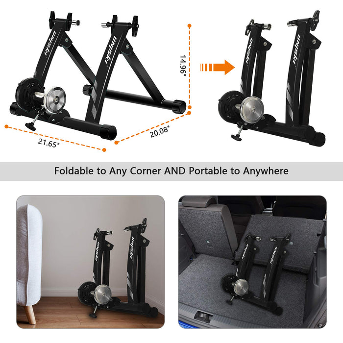 Unisky Bike Trainer Stand Indoor Bicycle Stand with Noise Reduction Magnetic Stationary Stand fits for 26-28inch, 700C Wheel