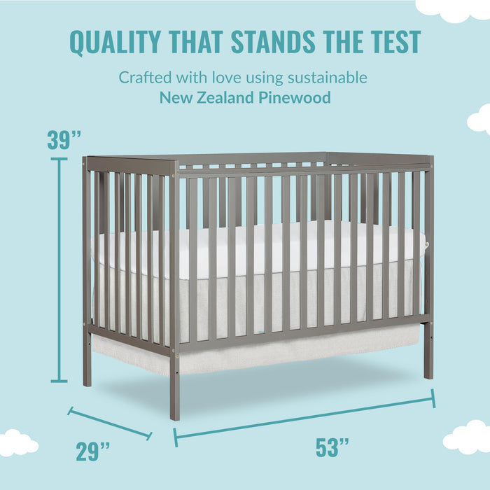 Dream On Me Synergy 5-in-1 Convertible Crib in Cool Grey, Greenguard Gold Certified