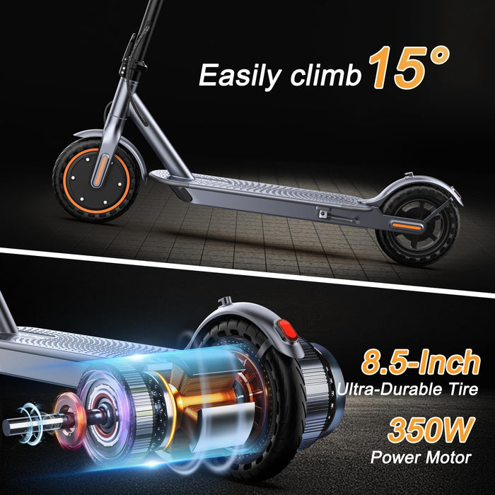 VOLPAM Electric Scooter, 8.5'' Solid Tire, Max 21-23 Miles Range, 350W Motor, 19 MPH Top Speed, Dual Braking, Folding Commuting Electric Scooter Adults