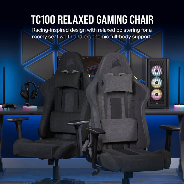 Corsair TC100 Relaxed Gaming Chair, One Size, Black