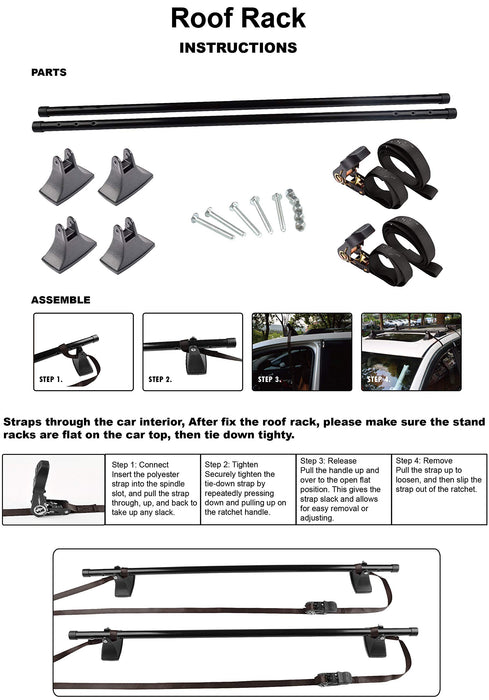 SEAH HARDWARE Universal Roof Rack Cross-Bars for Car, 2 PC.