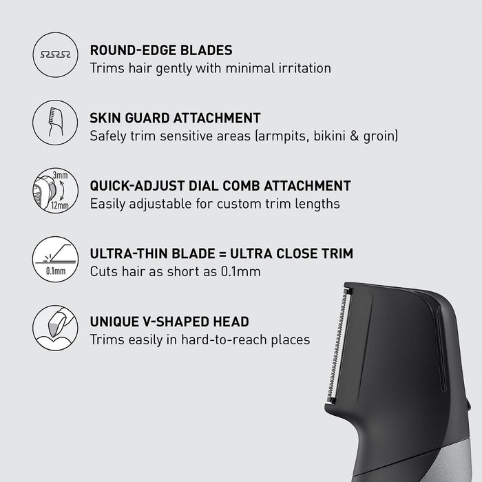 Panasonic Body Groomer for Men and Women, Unisex Wet/Dry Cordless Electric Body Hair Trimmer with 2 Comb Attachments, Multi-Directional Shaving in Sensitive Areas - ER-GK80-S (Black)