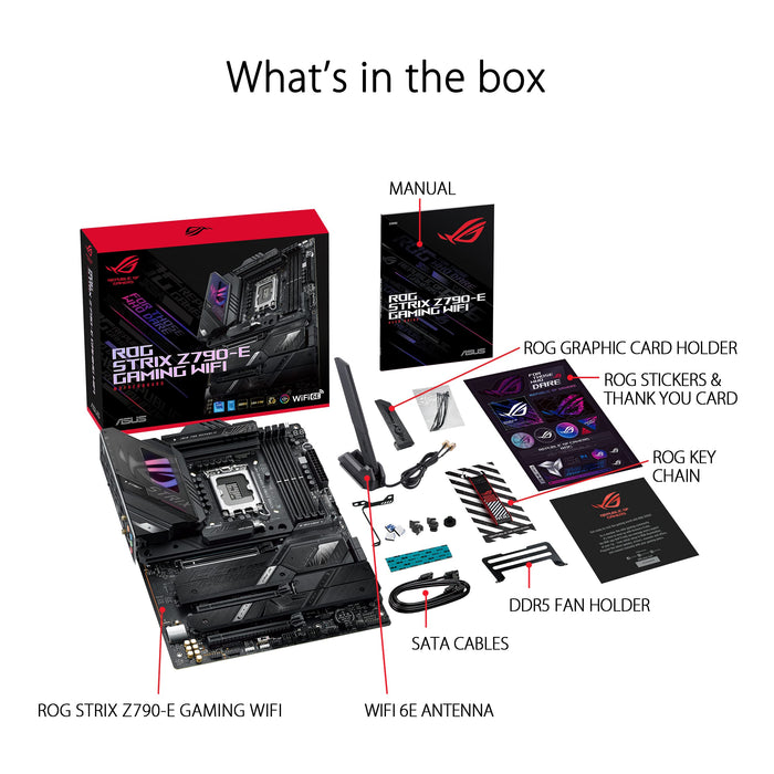 ASUS ROG Strix Z790-E Gaming WiFi 6E LGA 1700(Intel 14th,13th&12th Gen) ATX gaming motherboard(PCIe 5.0, DDR5,18+1 power stages,2.5 Gb LAN,Thunderbolt 4,5xM.2, 1xPCIe 5.0 M.2,Front panel USB 3.2 port)