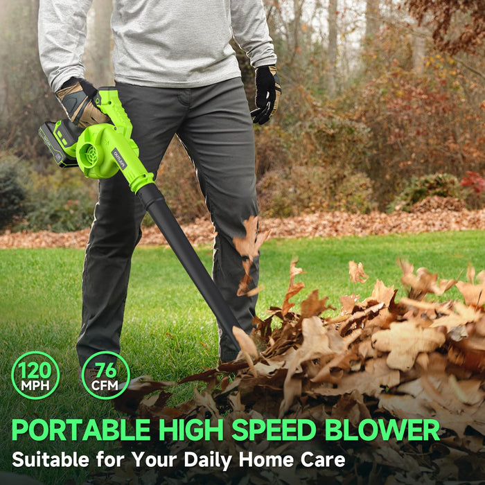 Leaf Blower Cordless with 2 Batteries and Charger, 20V Electric Leaf Blower 120MPH Small Leaf Blower, Lightweight Battery Leaf Blower Yard Tools Grass Blowers for Lawn Care Patio Backyard Garden Floor