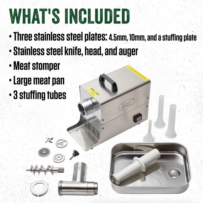 LEM Products BigBite #8 Meat Grinder, 0.50 HP Stainless Steel Electric Meat Grinder Machine, Ideal for Regular Use