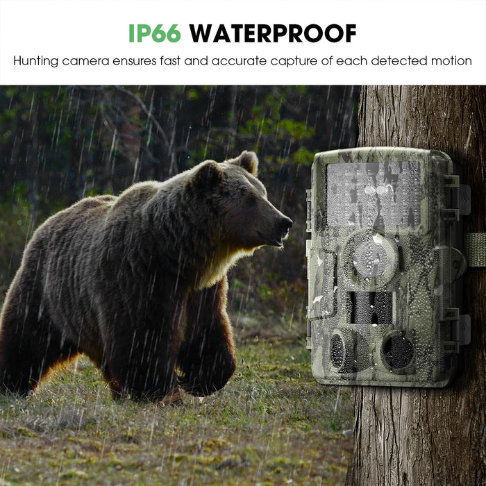 Trail Camera: with Night Vision 4K 48MP 130°Wide-Angle Game Camera，0.05s Trigger Motion Activated Hunting Camera ，98ft IR Sensing ，IP66 Waterproof,for Outdoor Wildlife Surveillance & Home Security