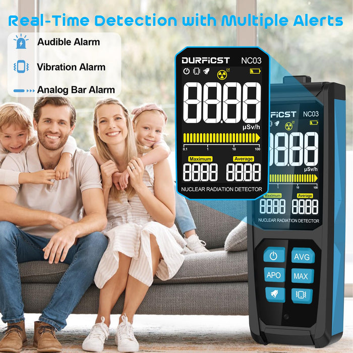 Geiger Counter, DURFICST Nuclear Detector, 3" HD Color Screen Radiation Dosimeter, 1000mAH Rechargeable, Portable X/γ/β Radiation Monitor with Intelligent Alarms