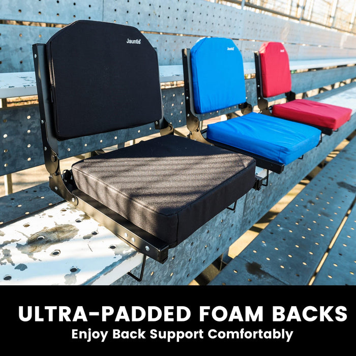 Jauntis Stadium Seating for Bleachers, Bleacher Seats with Ultra Padded Comfy Foam Backs and Cushion, Wide Portable Stadium Chairs with Back Support and Shoulder Strap