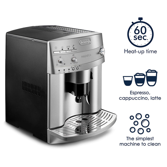 De'Longhi ESAM3300 Magnifica Super Automatic Espresso & Coffee Machine, Silver