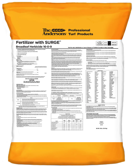 The Andersons Professional Surge Weed and Feed 16-0-9 Post-Emergent Weed Control and Fertilizer - Covers up to 16,000 sq ft (40 lb)