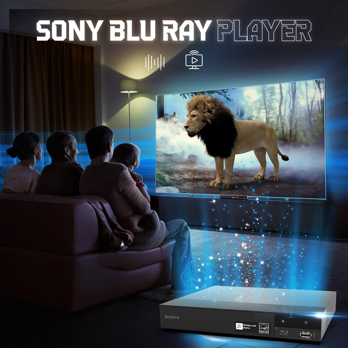 Sony DVD Player Blu Ray Player BDP-BX370 - Streaming Blu ray DVD Player with Remote, Built-in Wi-Fi, Dolby, CD/DVD/Bluray Player Combo for TV. Bundle- Remote, High Speed HDMI Cable, Zdirect Lens Cloth