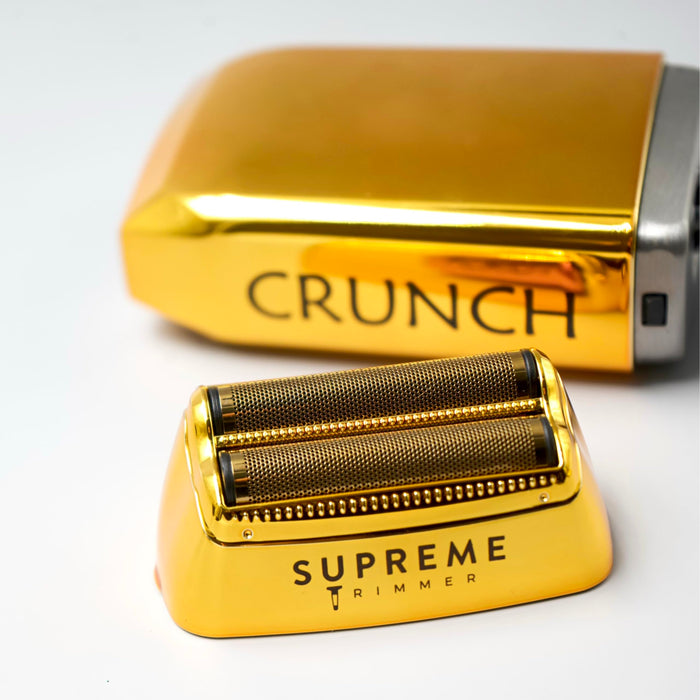 Supreme Trimmer Crunch Mens Foil Shaver STF602 (150 Minute Run Time) Men's Electric Razor | Waterproof Shaver for Short Hair or Stubble, Barber Use | Gold