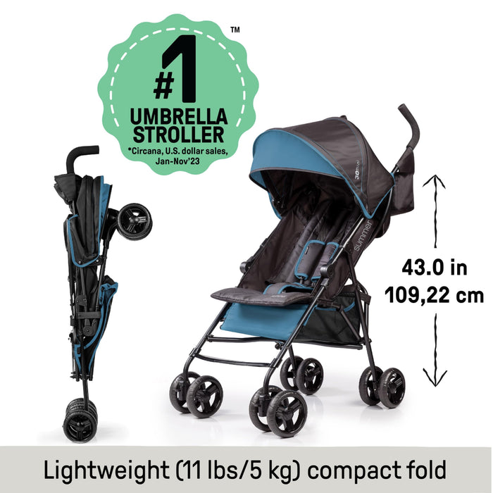 Summer Infant, 3D Mini Convenience Stroller – Lightweight Stroller with Compact Fold MultiPosition Recline Canopy with Pop Out Sun Visor and More – Umbrella Stroller for Travel and More, Gray