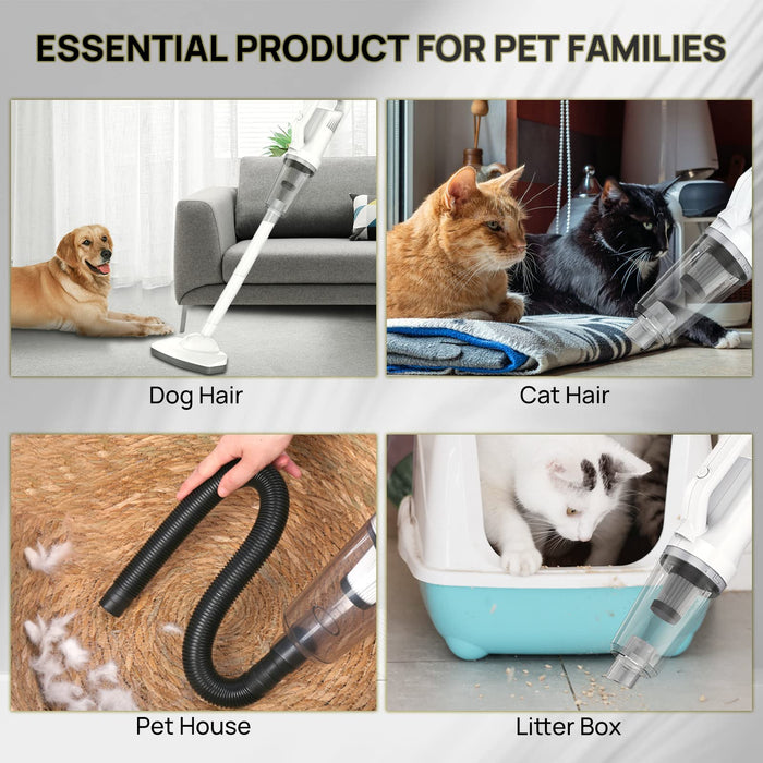 iPettie Cordless Pet Hair Vacuum 12000 PA Powerful Suction with LED Light, 4 Different Nozzles, Cat Hair or Dog Hair Vacuum for Shedding, Portable Handheld Vacuum for Pet Hair