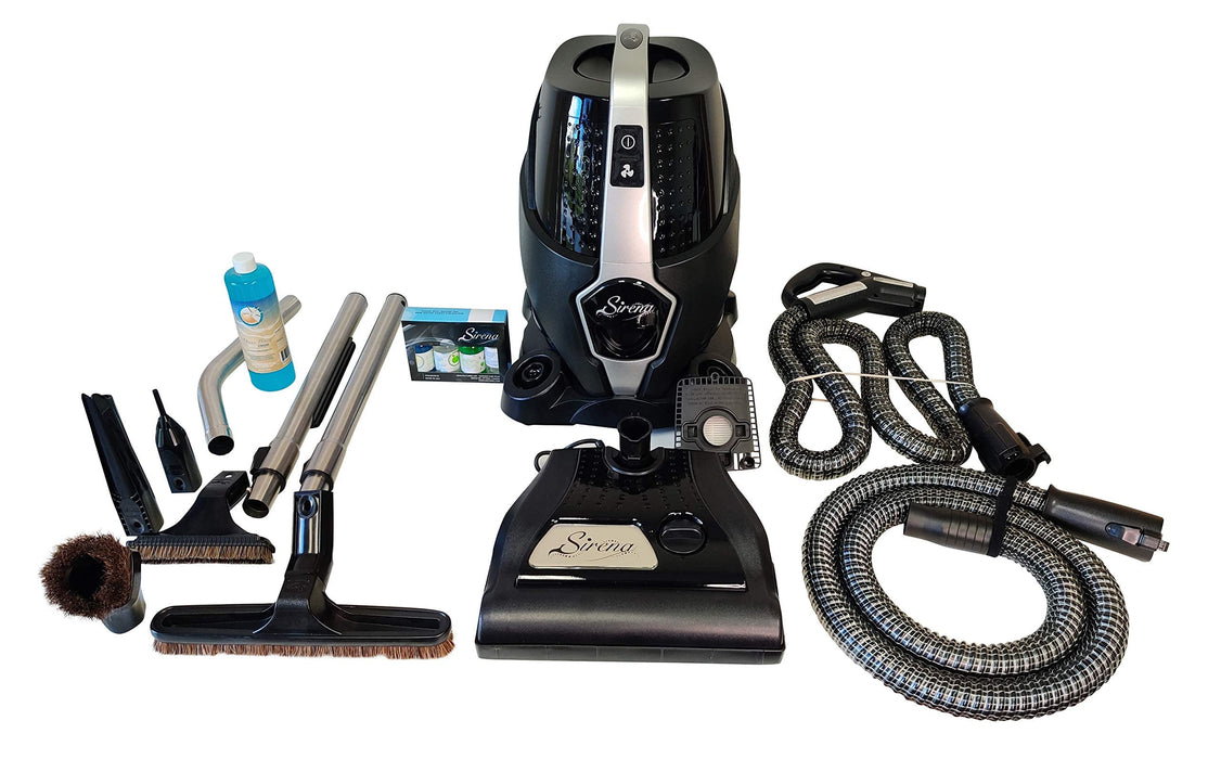 Sirena Bagless Vacuum Cleaner Black Platinum - Water Filtration Pet Vacuum with HEPA Filter and Turbo Brush - Hardwood Floor Sweeper, Air Purifier and Essential Oil Aroma Diffuser