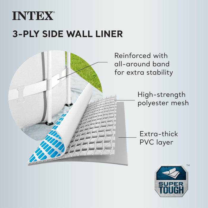 INTEX 26797EH Prism Frame Premium Oval above Ground Swimming Pool Set: 20ft x 10ft x 48in – includes 1500 GPH Cartridge Filter Pump – Removable Ladder – Pool Cover – Ground Cloth